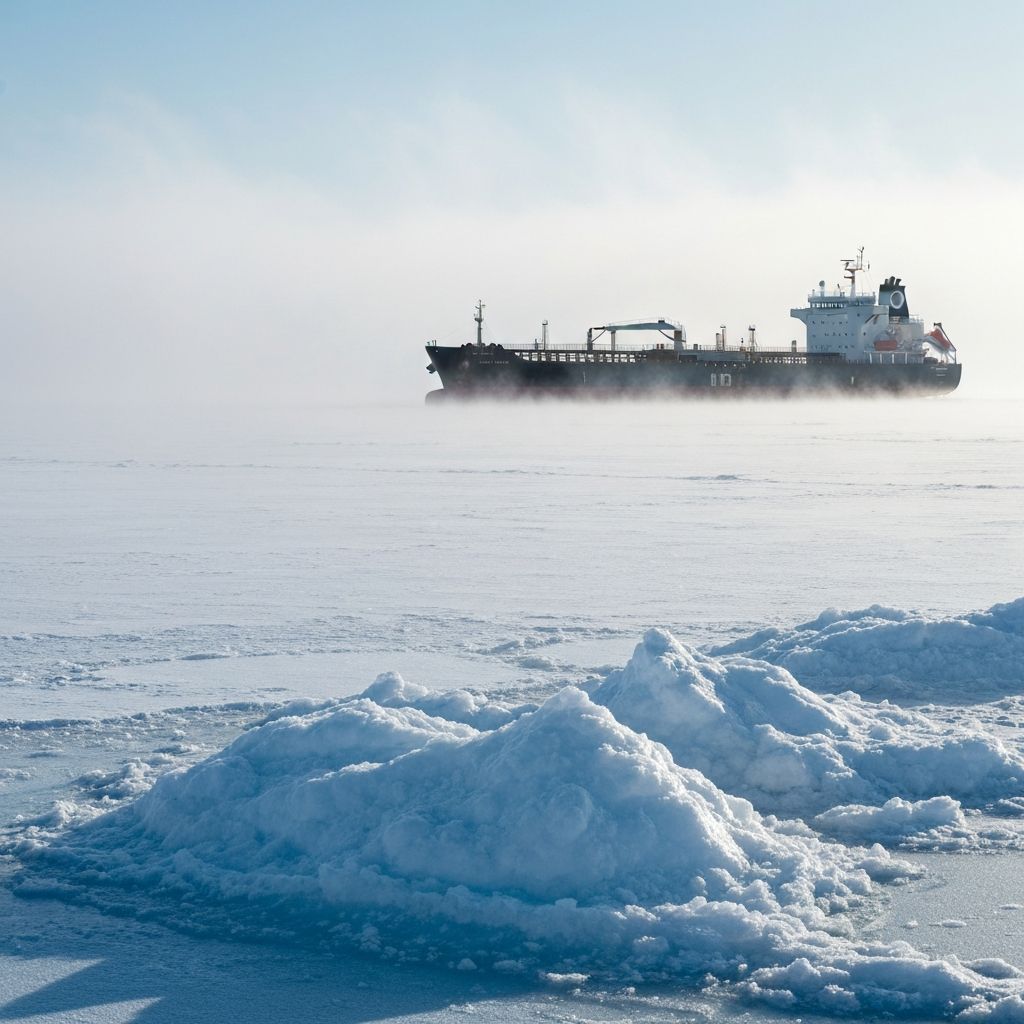 Ship in icy waters